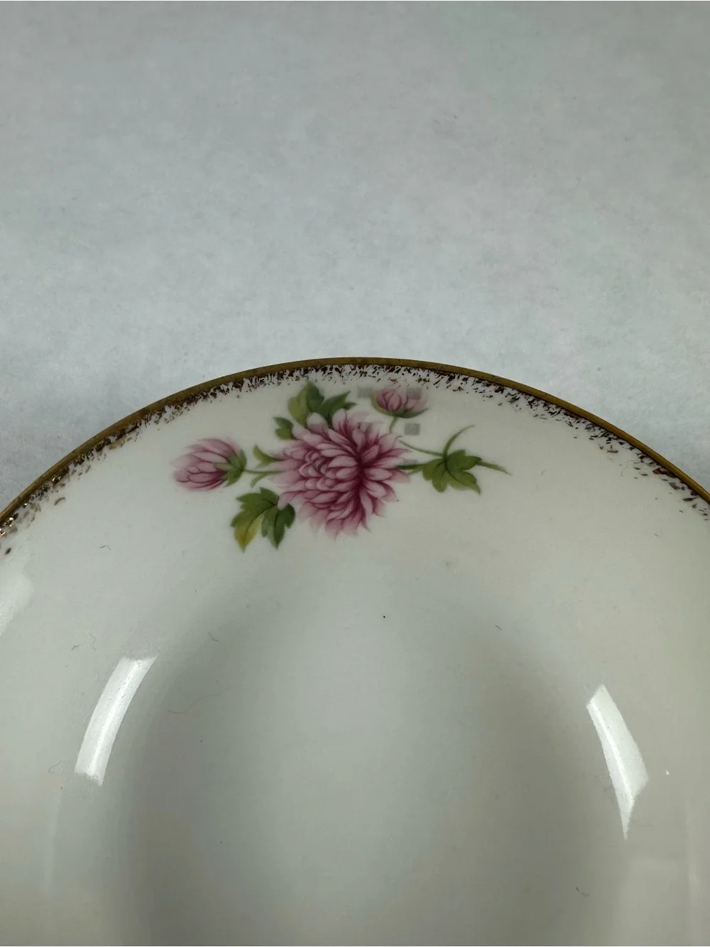Royal Albert White Porcelain Bowl with Pink Floral and Gold Trim- November